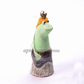 Сувенирный колокольчик лягушка из керамики ручной работы