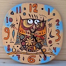 Часы сова из керамики ручной работы